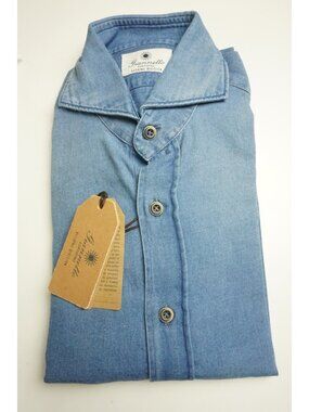 Giannetto Washing Division Blue Cotton Button Up Denim Shirt 38 NEW